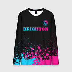 Лонгслив мужской Brighton - neon gradient: символ сверху, цвет: 3D-принт