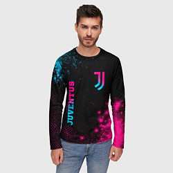 Лонгслив мужской Juventus - neon gradient: надпись, символ, цвет: 3D-принт — фото 2