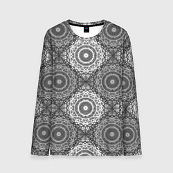 Лонгслив мужской Ажурный кружевной узор пэчворк Черно-белые квадрат, цвет: 3D-принт