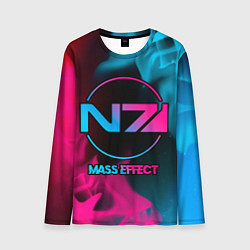 Лонгслив мужской Mass Effect - neon gradient, цвет: 3D-принт