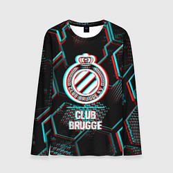 Лонгслив мужской Club Brugge FC в стиле glitch на темном фоне, цвет: 3D-принт