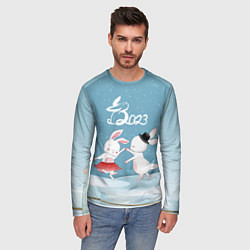 Лонгслив мужской 2023 - танец зайчиков, цвет: 3D-принт — фото 2