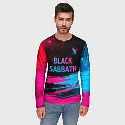 Лонгслив мужской Black Sabbath - neon gradient: символ сверху, цвет: 3D-принт — фото 2