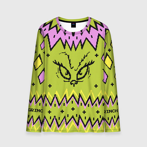 Мужской лонгслив Новогодний свитер Гринча / 3D-принт – фото 1