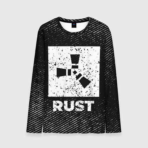 Мужской лонгслив Rust с потертостями на темном фоне / 3D-принт – фото 1