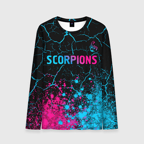 Мужской лонгслив Scorpions - neon gradient: символ сверху / 3D-принт – фото 1