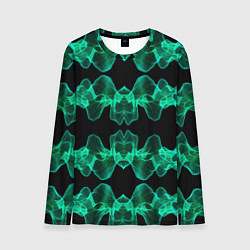 Лонгслив мужской Зелёные абстрактные полосы фракталов, цвет: 3D-принт