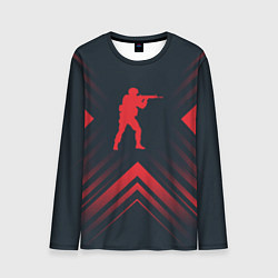Лонгслив мужской Красный символ Counter Strike на темном фоне со ст, цвет: 3D-принт