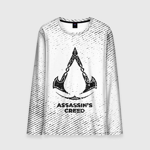 Мужской лонгслив Assassins Creed с потертостями на светлом фоне / 3D-принт – фото 1
