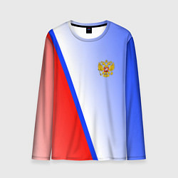 Лонгслив мужской Россия полосы с гербом, цвет: 3D-принт