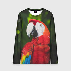 Лонгслив мужской Красный попугай Ара, цвет: 3D-принт
