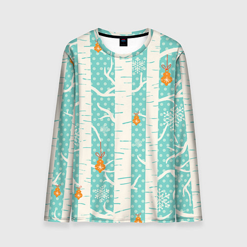 Мужской лонгслив Новогодние берёзки / 3D-принт – фото 1