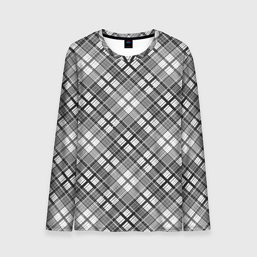 Мужской лонгслив Черно белый узор в косую клетку / 3D-принт – фото 1