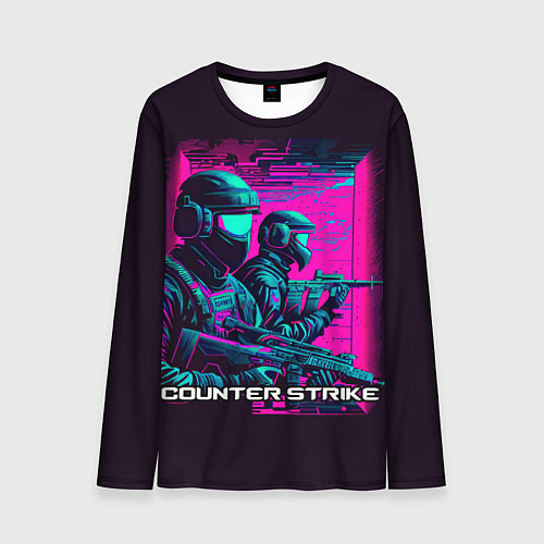 Мужской лонгслив Cs Go neon / 3D-принт – фото 1