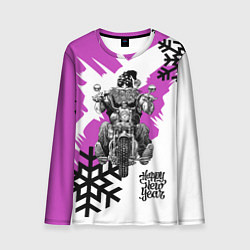 Мужской лонгслив New Year: Santa Biker