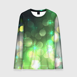 Лонгслив мужской Неоновый зеленый блеск и черный фон, цвет: 3D-принт