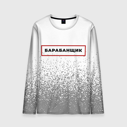 Мужской лонгслив Барабанщик - в красной рамке на светлом / 3D-принт – фото 1