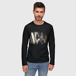 Лонгслив мужской Школьница - аниме в реальной жизни, цвет: 3D-принт — фото 2