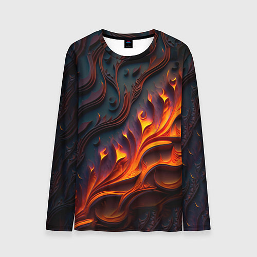 Мужской лонгслив Огненный орнамент с языками пламени / 3D-принт – фото 1