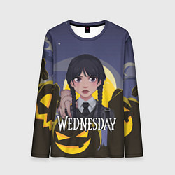 Мужской лонгслив Уэнсдэй на фоне луны