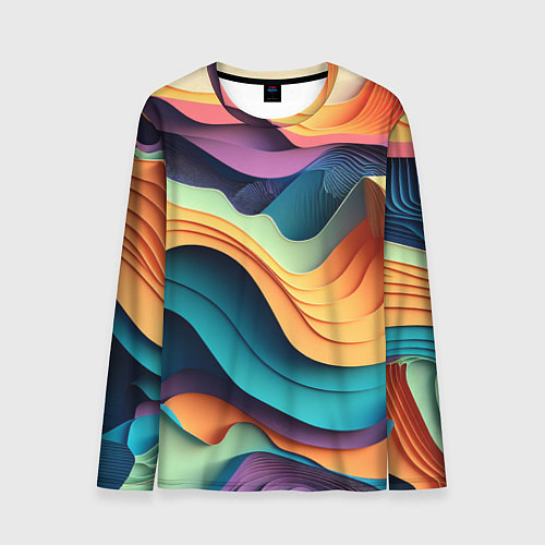 Мужской лонгслив Цветной рельеф / 3D-принт – фото 1