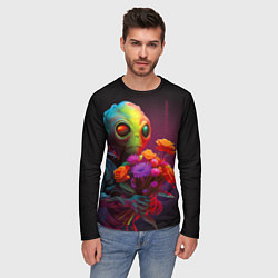 Лонгслив мужской Инопланетянин с цветами, цвет: 3D-принт — фото 2