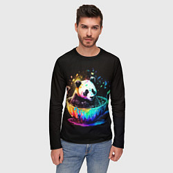 Лонгслив мужской Панда в кружке, цвет: 3D-принт — фото 2