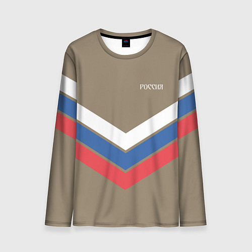 Мужской лонгслив Триколор - три полосы на песочном / 3D-принт – фото 1