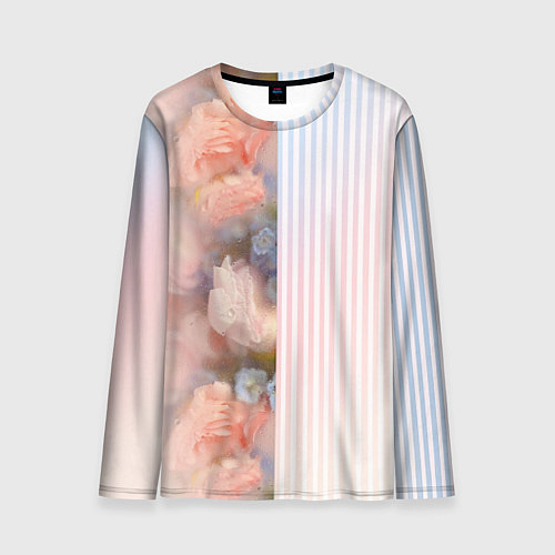 Мужской лонгслив Цветы за стеклом - полосы с градиентом / 3D-принт – фото 1