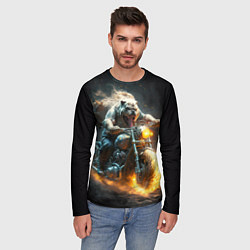 Лонгслив мужской Бульдог байкер на мотоцикле, цвет: 3D-принт — фото 2