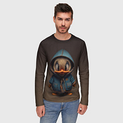 Лонгслив мужской Утёнок в капюшоне, цвет: 3D-принт — фото 2