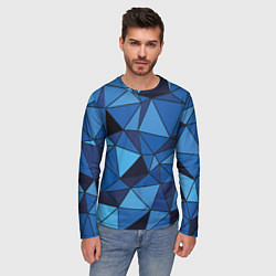 Лонгслив мужской Синие треугольники, абстракт, цвет: 3D-принт — фото 2