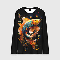 Лонгслив мужской Золотая рыбка с изумрудной чешуей, цвет: 3D-принт