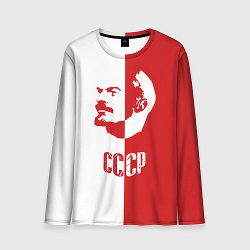 Мужской лонгслив Красно белый Ленин / 3D-принт – фото 1