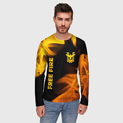 Лонгслив мужской Free Fire - gold gradient: надпись, символ, цвет: 3D-принт — фото 2