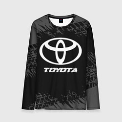 Мужской лонгслив Toyota speed на темном фоне со следами шин