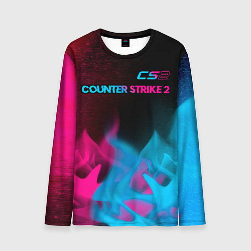 Мужской лонгслив Counter Strike 2 - neon gradient: символ сверху / 3D-принт – фото 1