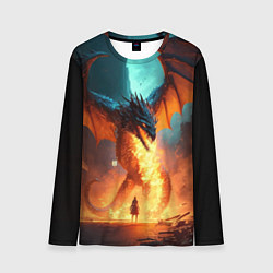 Лонгслив мужской Огненный дракон и рыцарь, цвет: 3D-принт