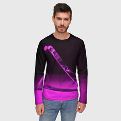Лонгслив мужской Фиолетовая мрачная геометрическая фигура, цвет: 3D-принт — фото 2
