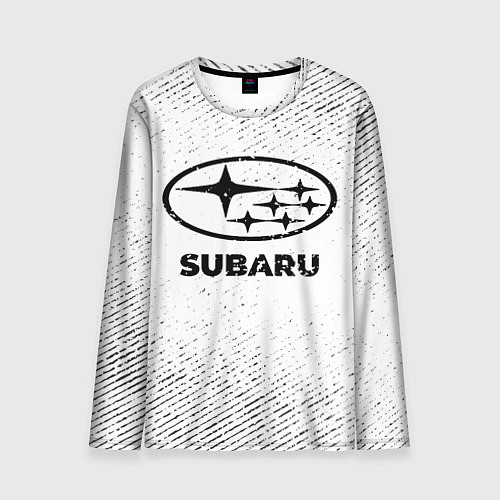 Мужской лонгслив Subaru с потертостями на светлом фоне / 3D-принт – фото 1