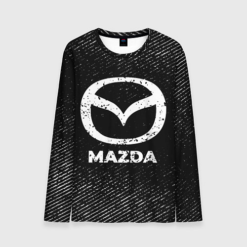 Мужской лонгслив Mazda с потертостями на темном фоне / 3D-принт – фото 1