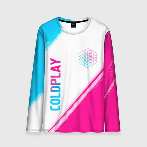 Мужской лонгслив Coldplay neon gradient style: надпись, символ / 3D-принт – фото 1