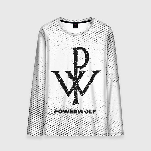 Мужской лонгслив Powerwolf с потертостями на светлом фоне / 3D-принт – фото 1