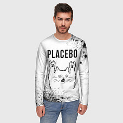 Лонгслив мужской Placebo рок кот на светлом фоне, цвет: 3D-принт — фото 2