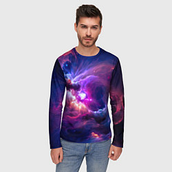 Лонгслив мужской Небула в космосе в фиолетовых тонах - нейронная се, цвет: 3D-принт — фото 2