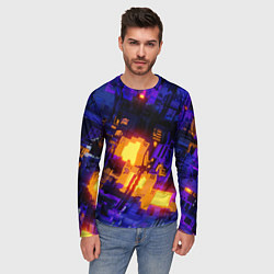 Лонгслив мужской Фиолетовая и оранжевая схема, цвет: 3D-принт — фото 2
