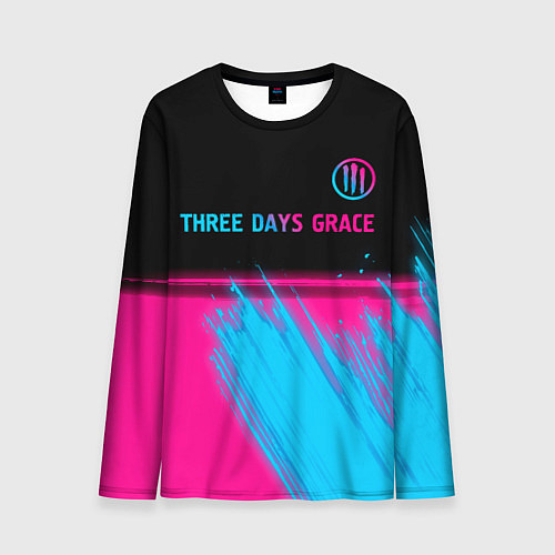 Мужской лонгслив Three Days Grace - neon gradient: символ сверху / 3D-принт – фото 1