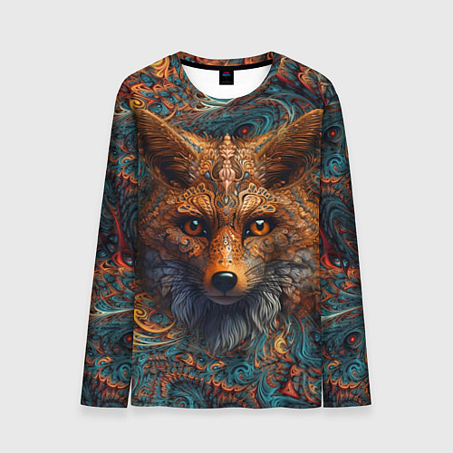 Мужской лонгслив Морда лисы на фрактальных узорах / 3D-принт – фото 1