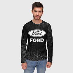 Лонгслив мужской Ford с потертостями на темном фоне, цвет: 3D-принт — фото 2