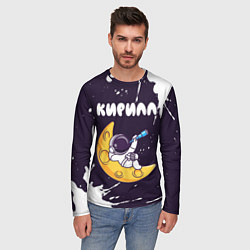 Лонгслив мужской Кирилл космонавт отдыхает на Луне, цвет: 3D-принт — фото 2
